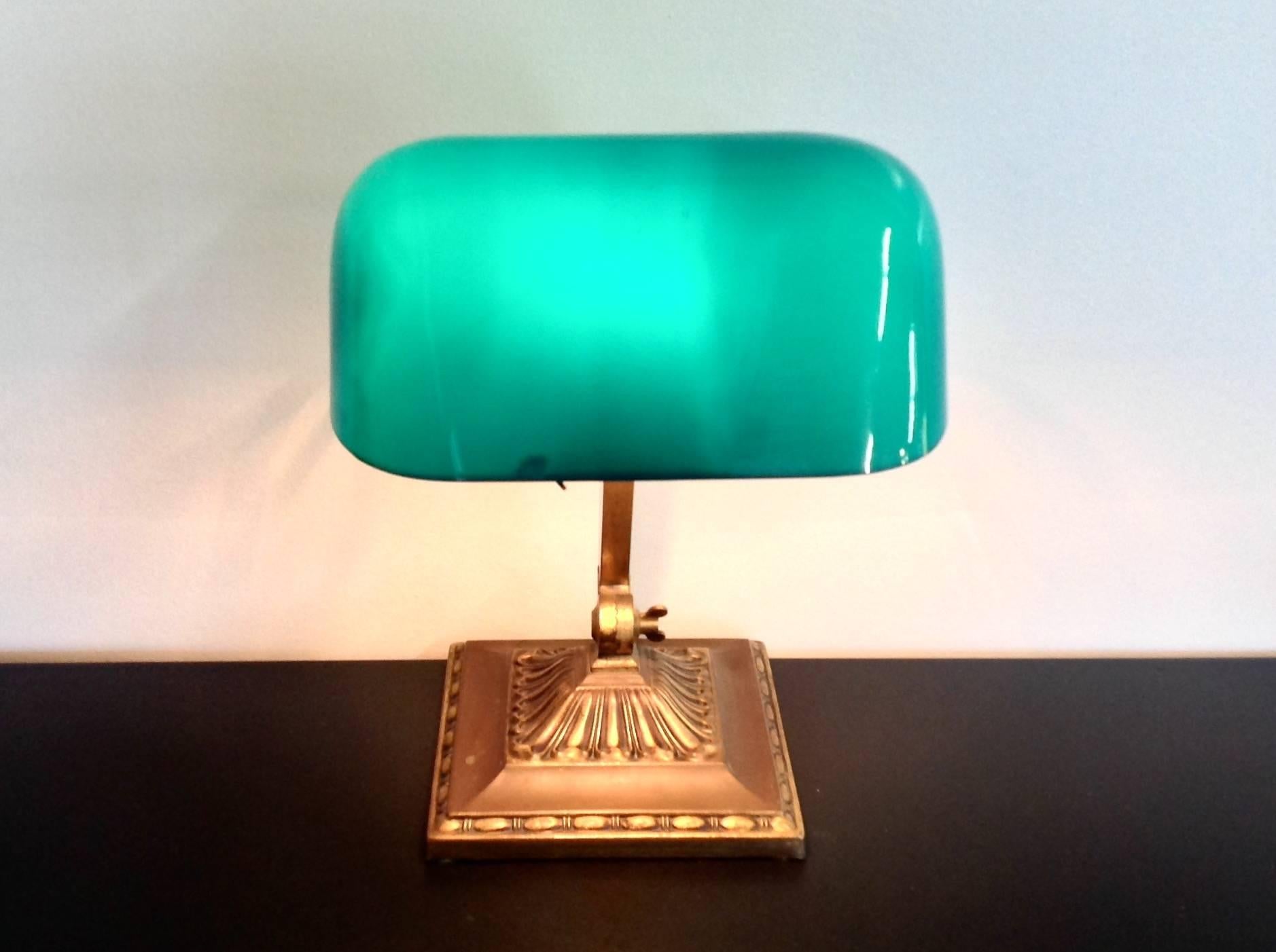 American Craftsman Emeralite Banker's Lamp For Sale