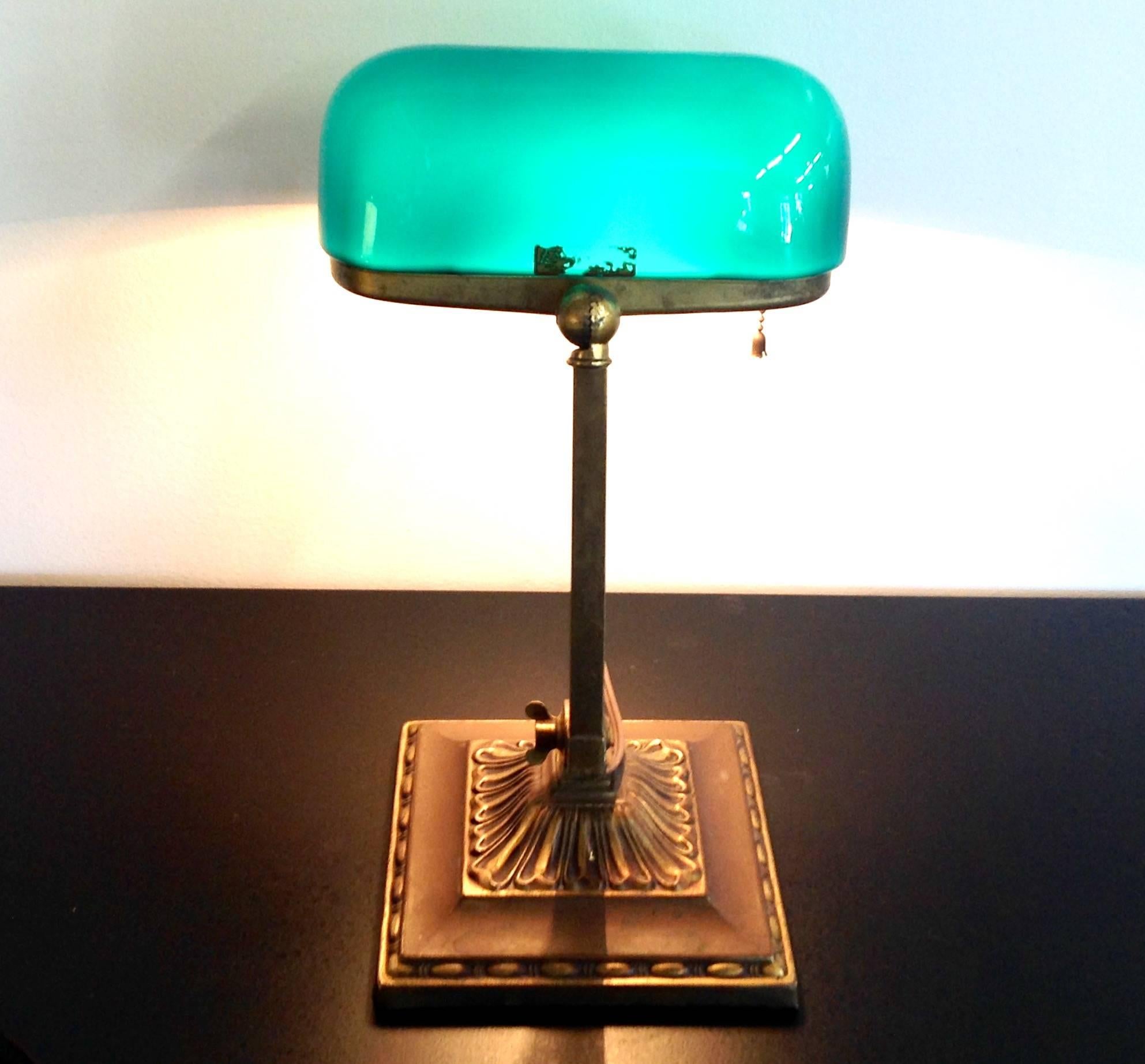 Early 20th Century Emeralite Banker's Lamp For Sale
