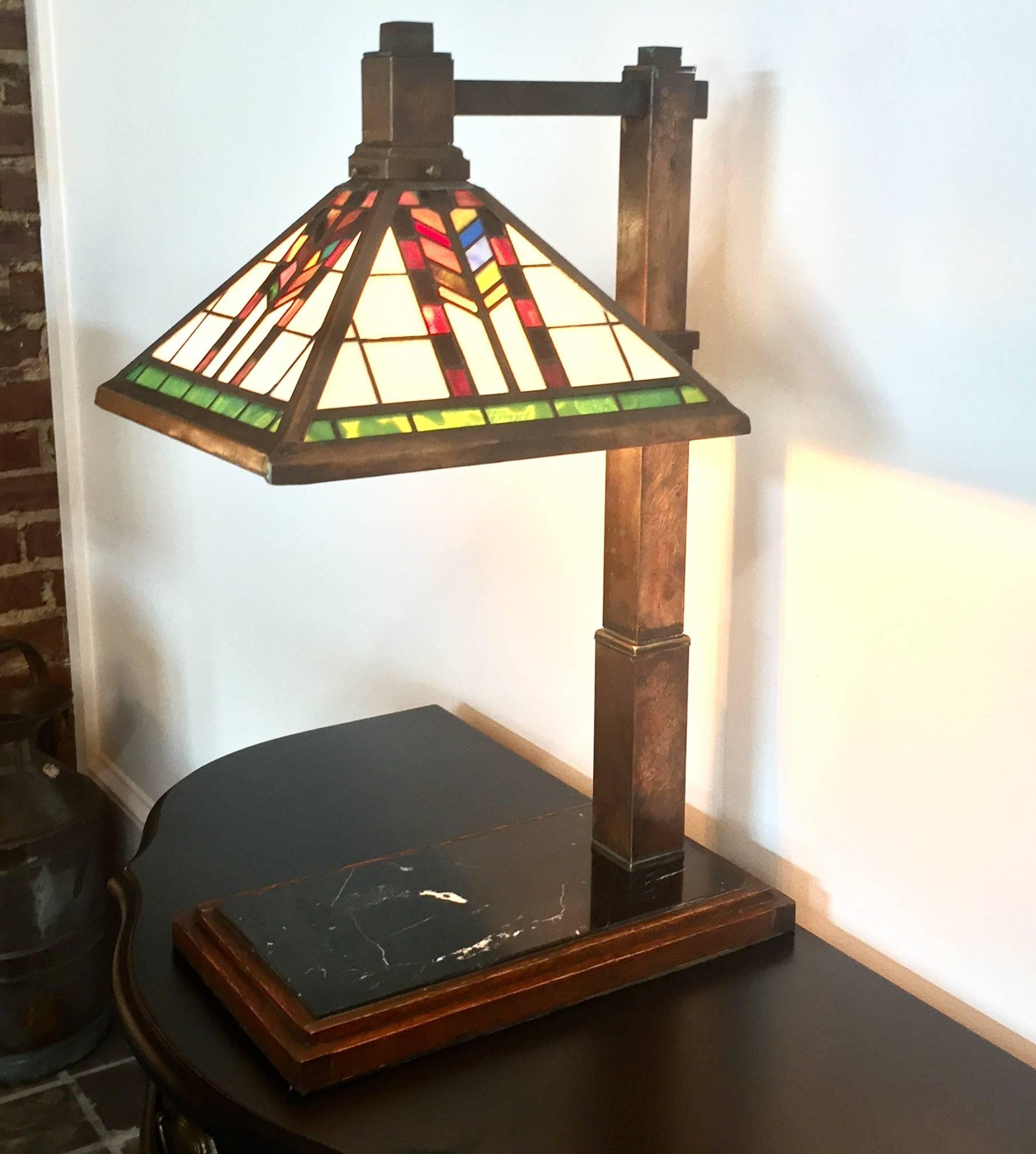 Signed Karl Barry Mission Style Desk Lamp In Excellent Condition For Sale In Mobile, AL