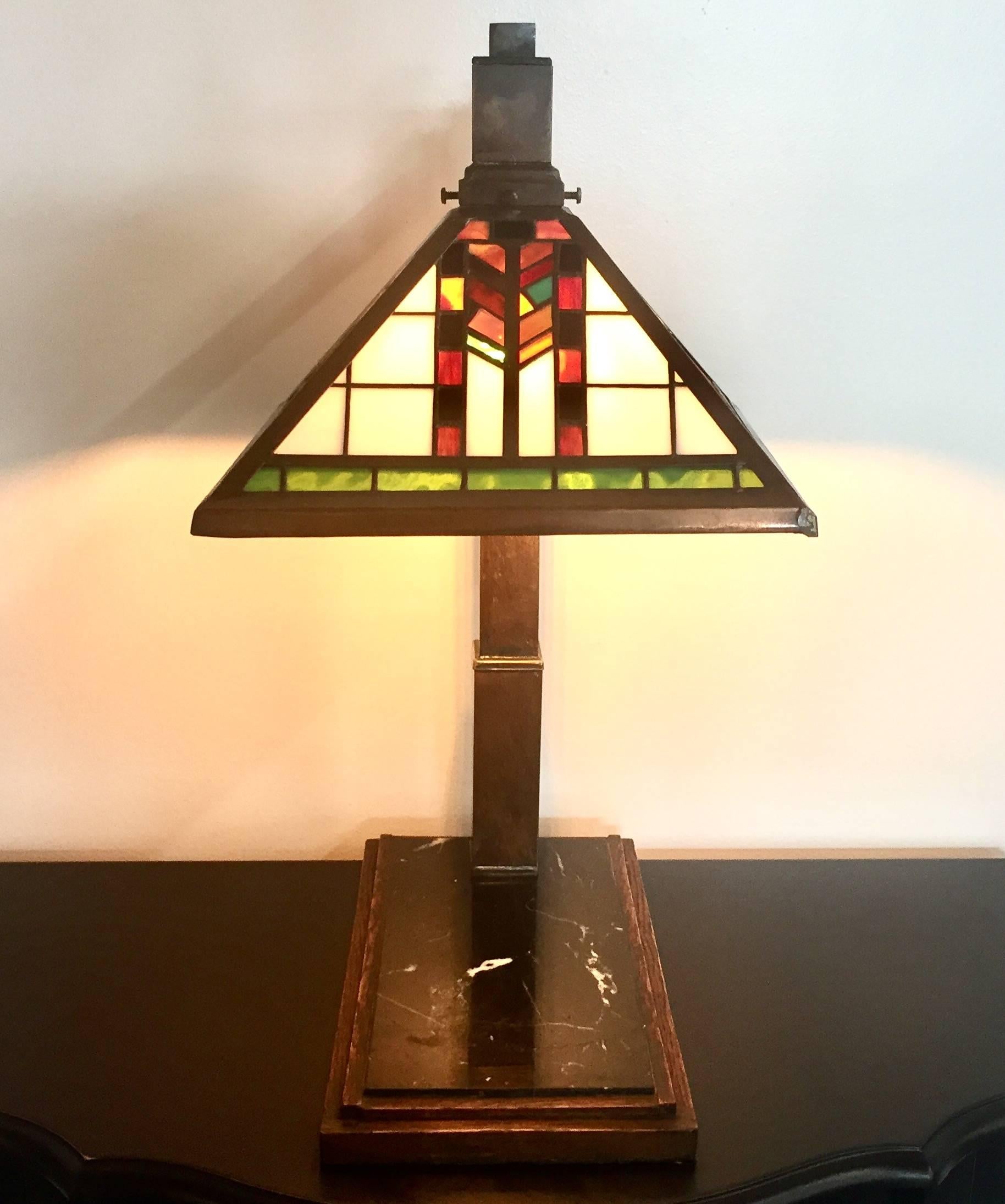 20th Century Signed Karl Barry Mission Style Desk Lamp For Sale