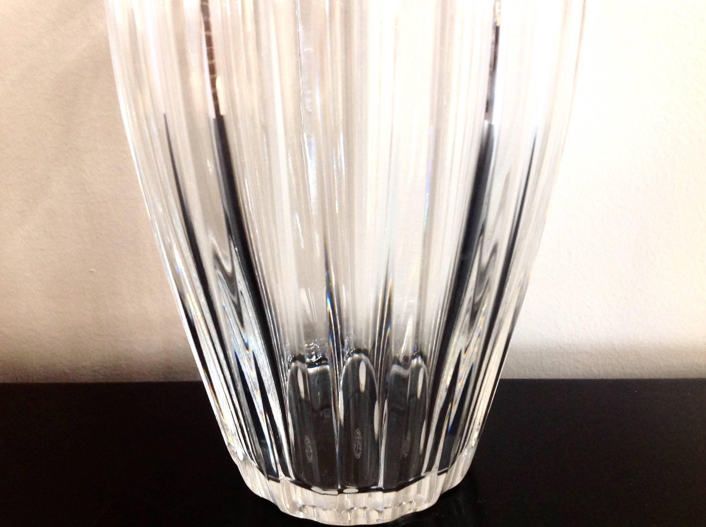 Etched Flower Vase in Acropole by Baccarat For Sale