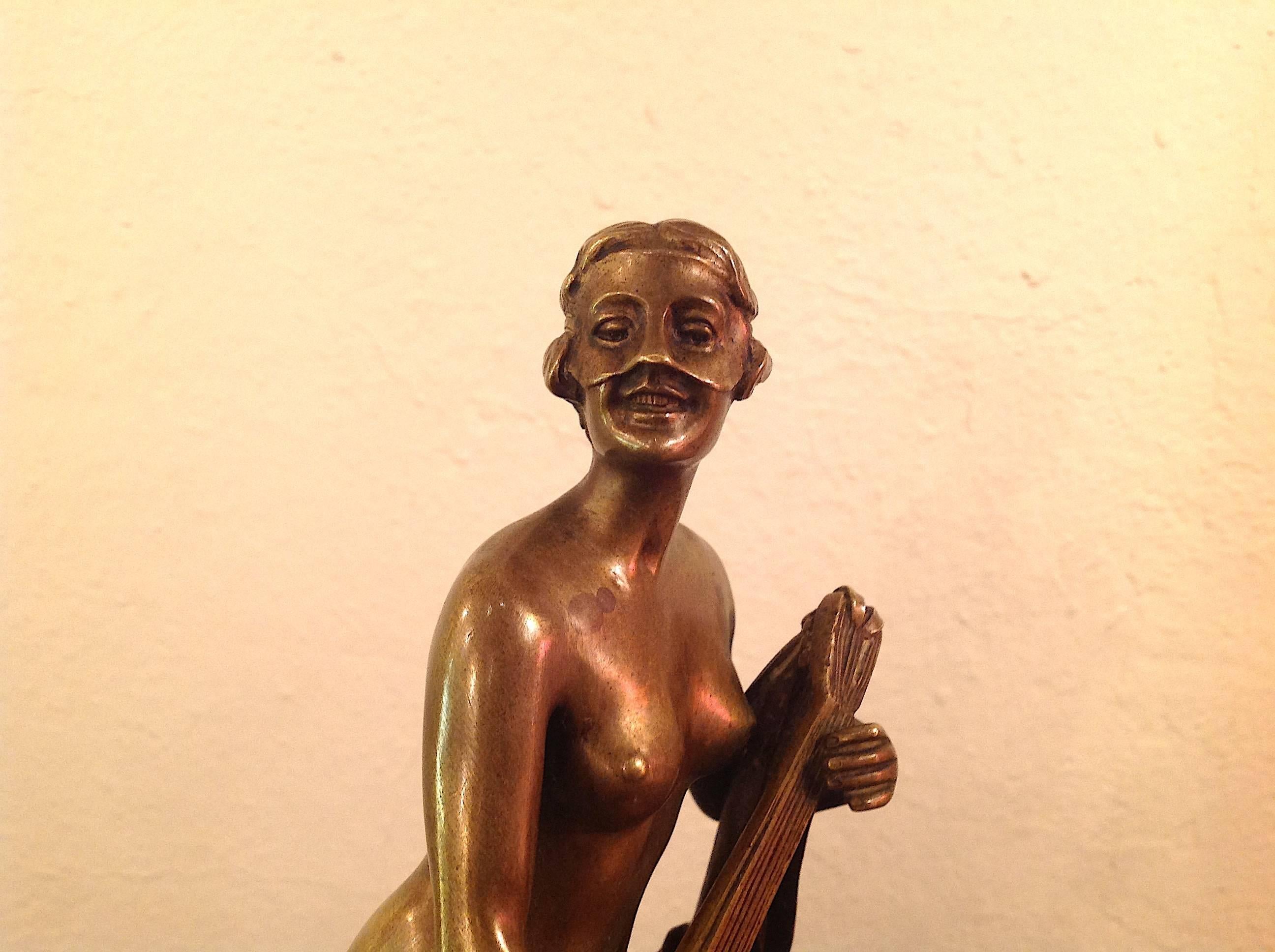 Art Nouveau Bronze Nude Woman Sculpture In Excellent Condition For Sale In Mobile, AL