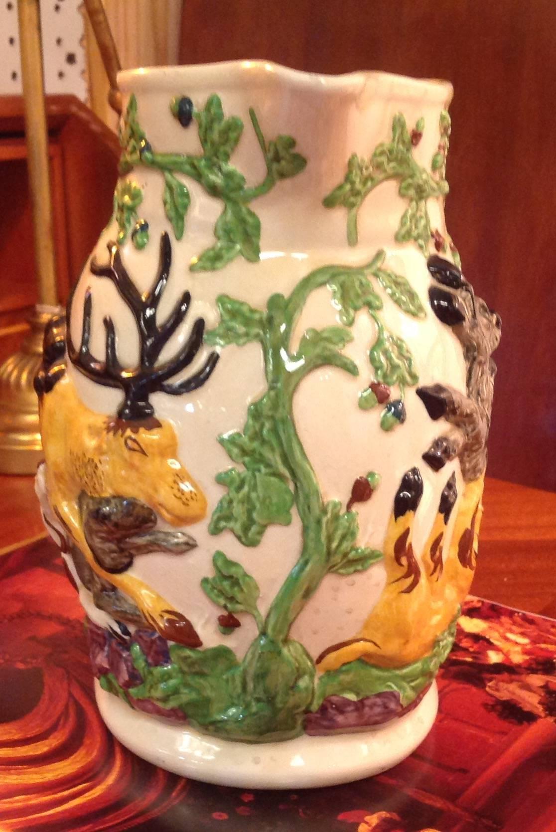 Folk Art Mason's Patent Ironstone China Pitcher