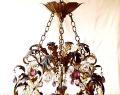 Antique Italian Gold Leaf Tole Chandelier
