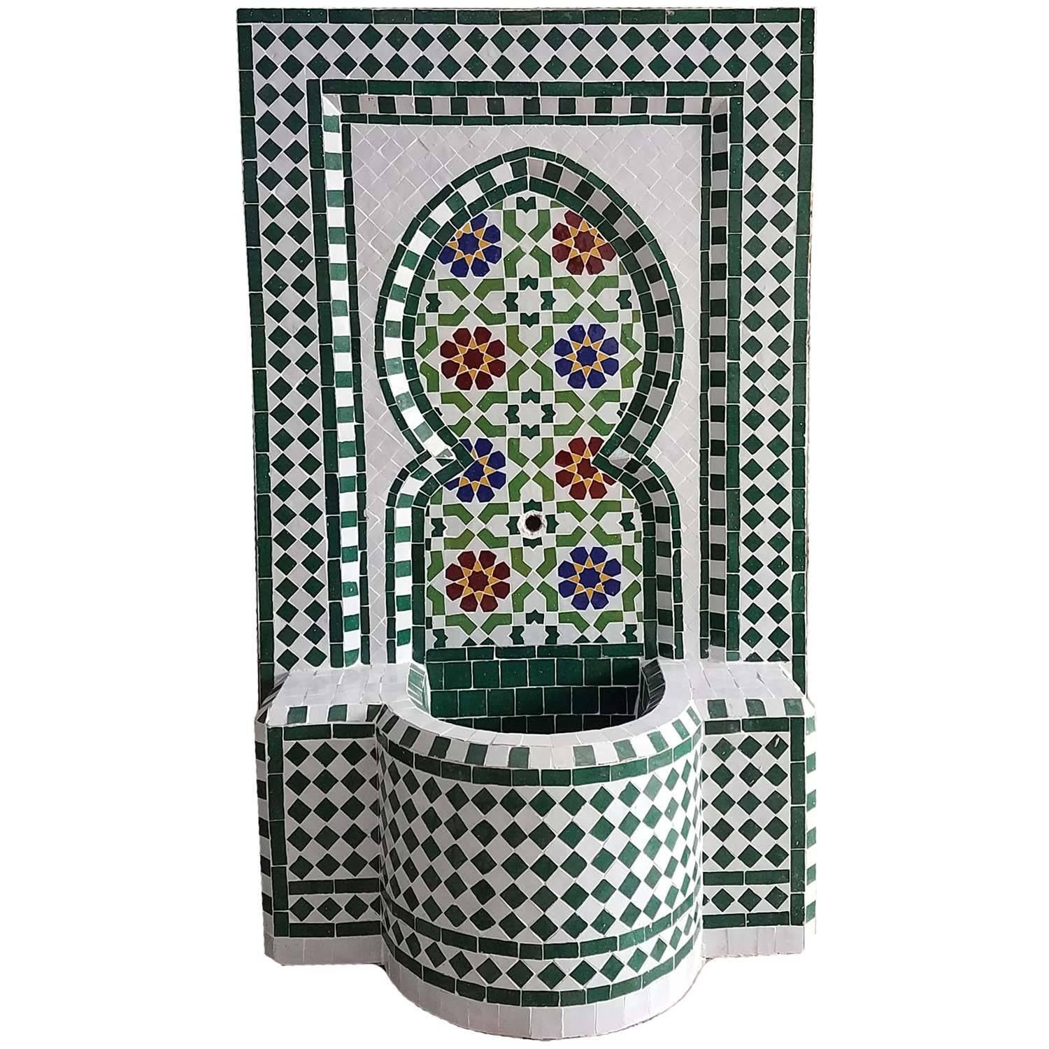 Riad Multicolor Moroccan Fountain All Glazed Mosaic For Sale