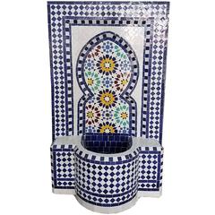 Forest Blue Moroccan Handmade Fountain, All Glazed Mosaic