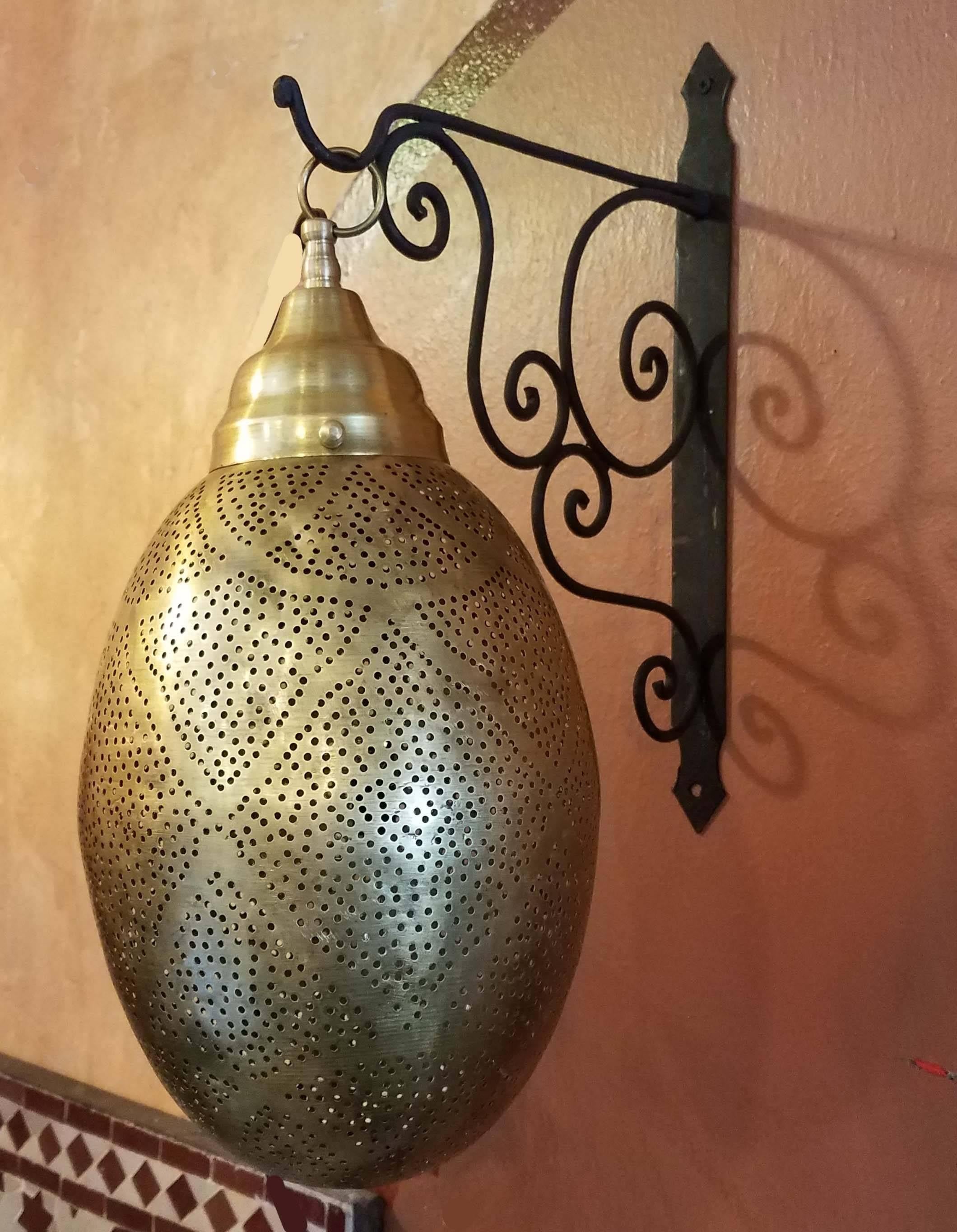 Moroccan Copper Wall / Ceiling Lamp or Lantern, Egg Shape 1