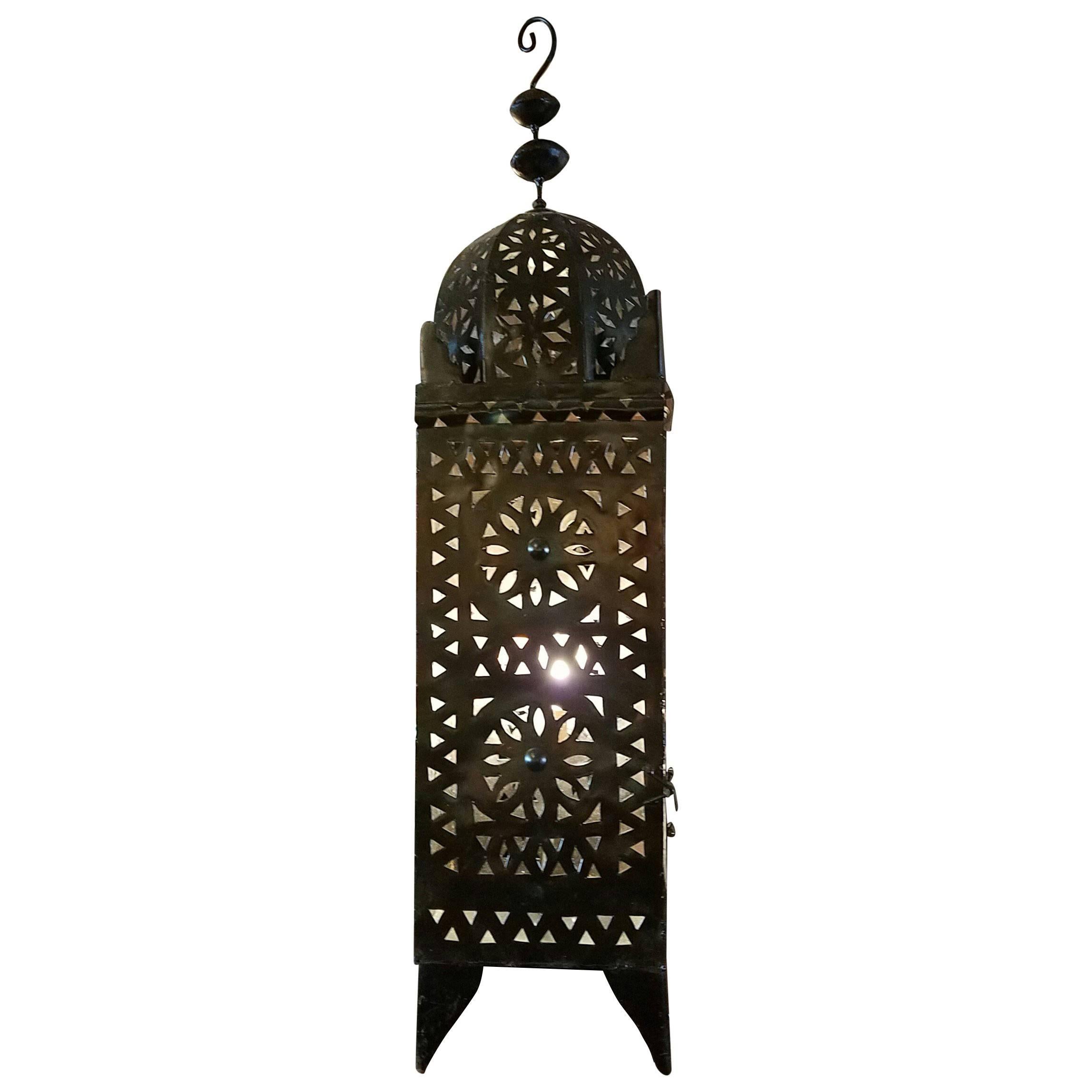 All Metal Moroccan Lantern in Tower Style For Sale