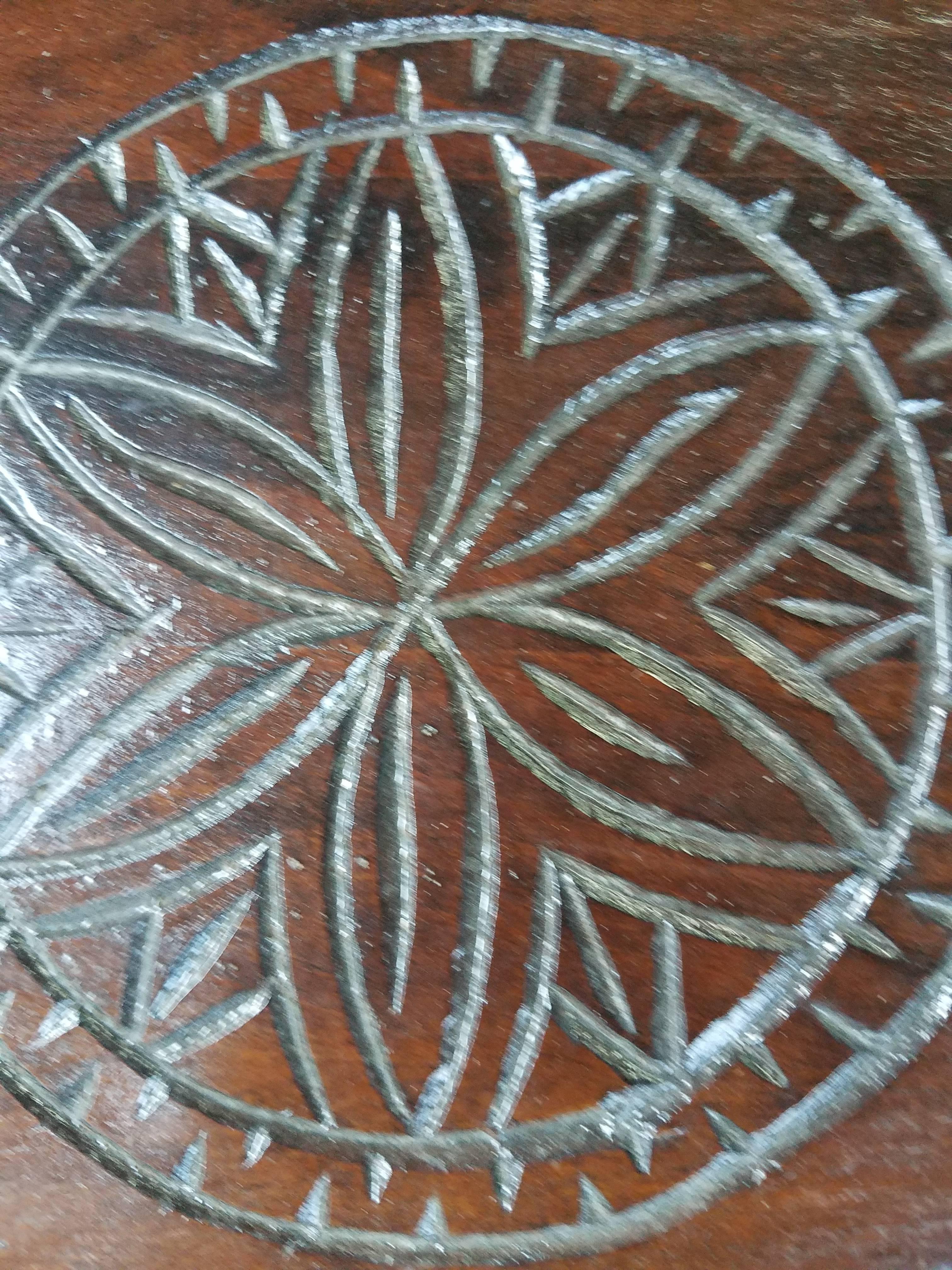 Contemporary Erfoud Style Moroccan Carved Side Table, Cedar Wood For Sale