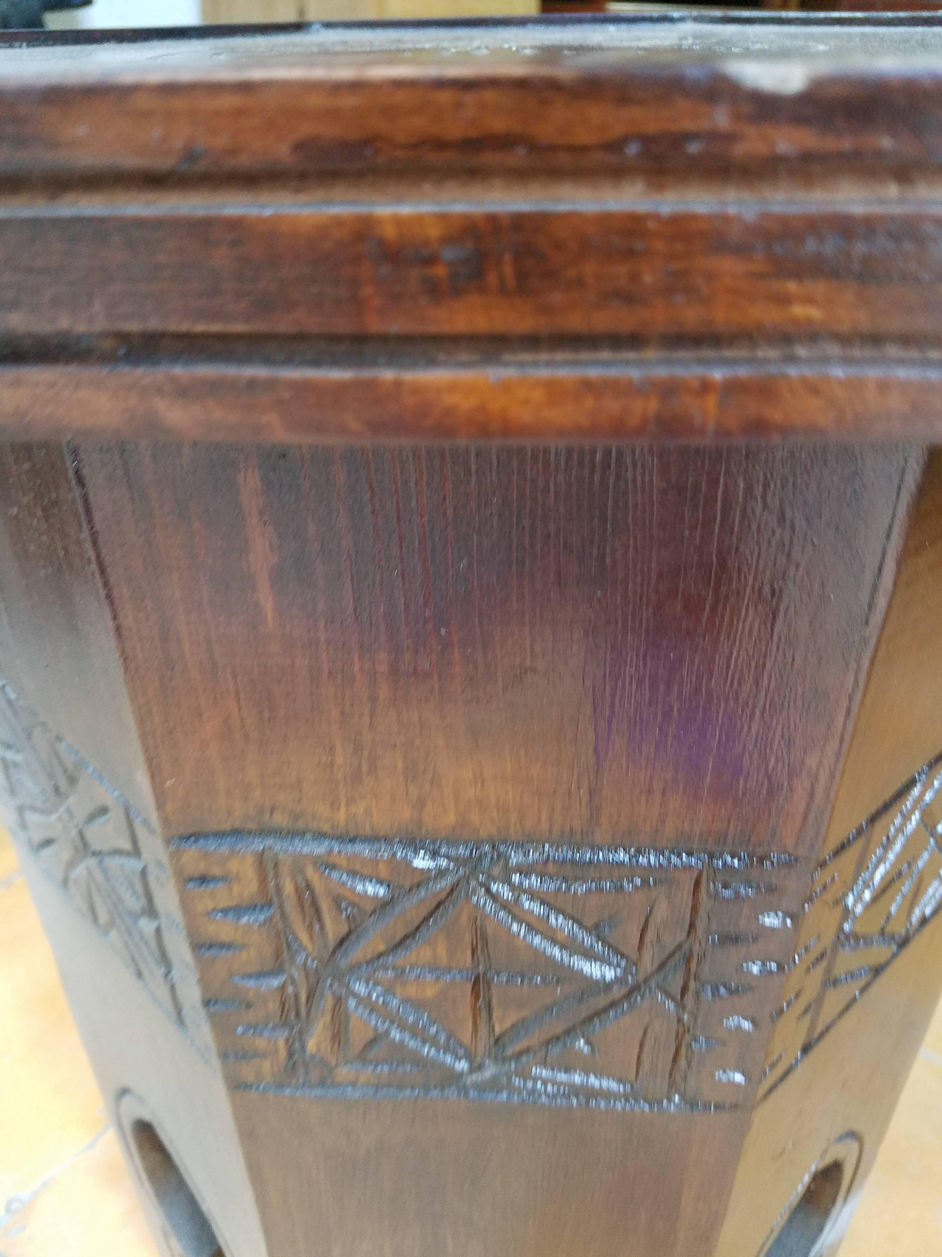 Erfoud Style Moroccan Carved Side Table, Cedar Wood For Sale 1