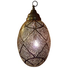 Moroccan Copper Wall / Ceiling Lamp or Lantern, Egg Shape