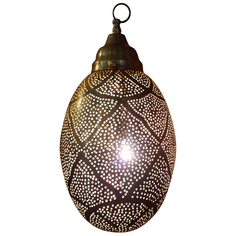 Moroccan Copper Wall / Ceiling Lamp or Lantern, Egg Shape For Sale at