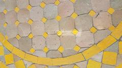 Yellow / Tan Moroccan Mosaic Table, Wrought Iron Base