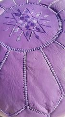 Moroccan Leather Pouf or Ottoman, Great Low Seating