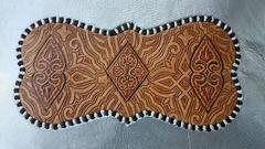 Moroccan Camel Saddle, Silver and Tan Cushion