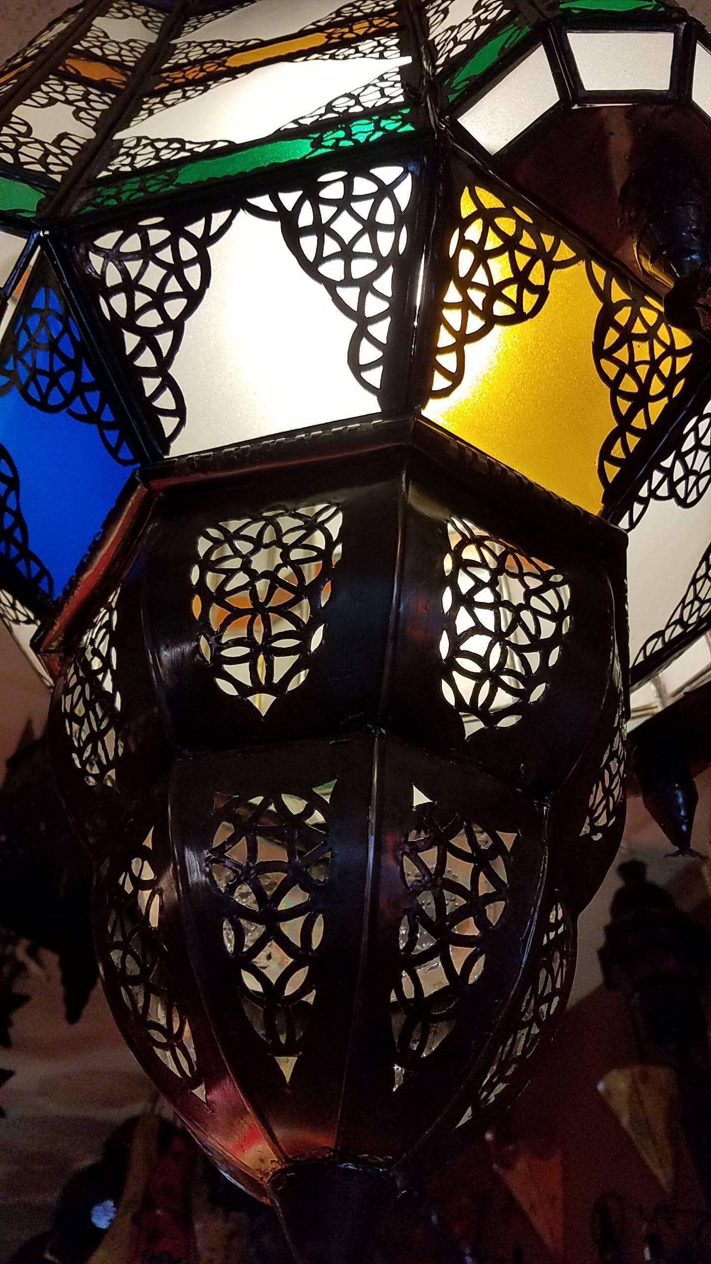 Moroccan Glass Lantern 'the Beast' In Excellent Condition For Sale In Orlando, FL