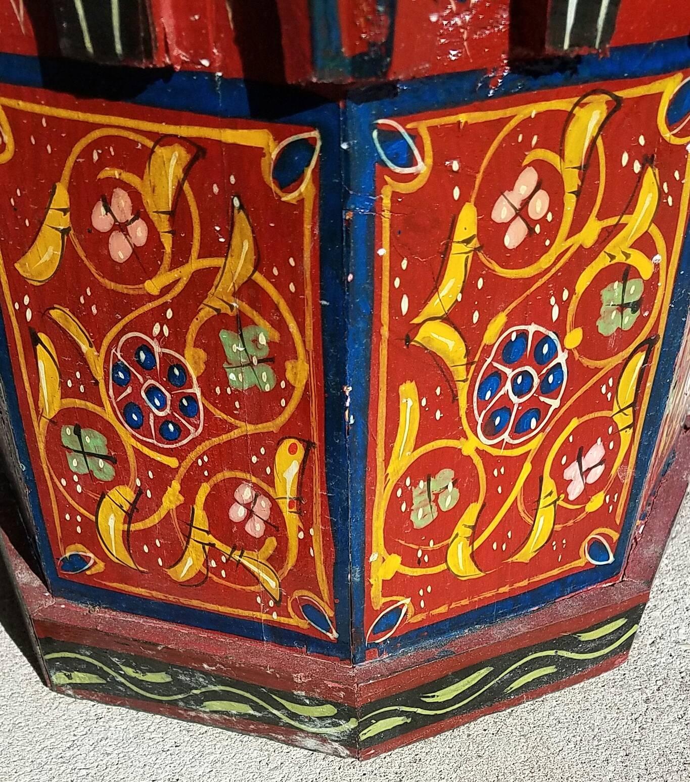 Maura All Painted Moroccan Side Table, Mosaic Top In Excellent Condition In Orlando, FL