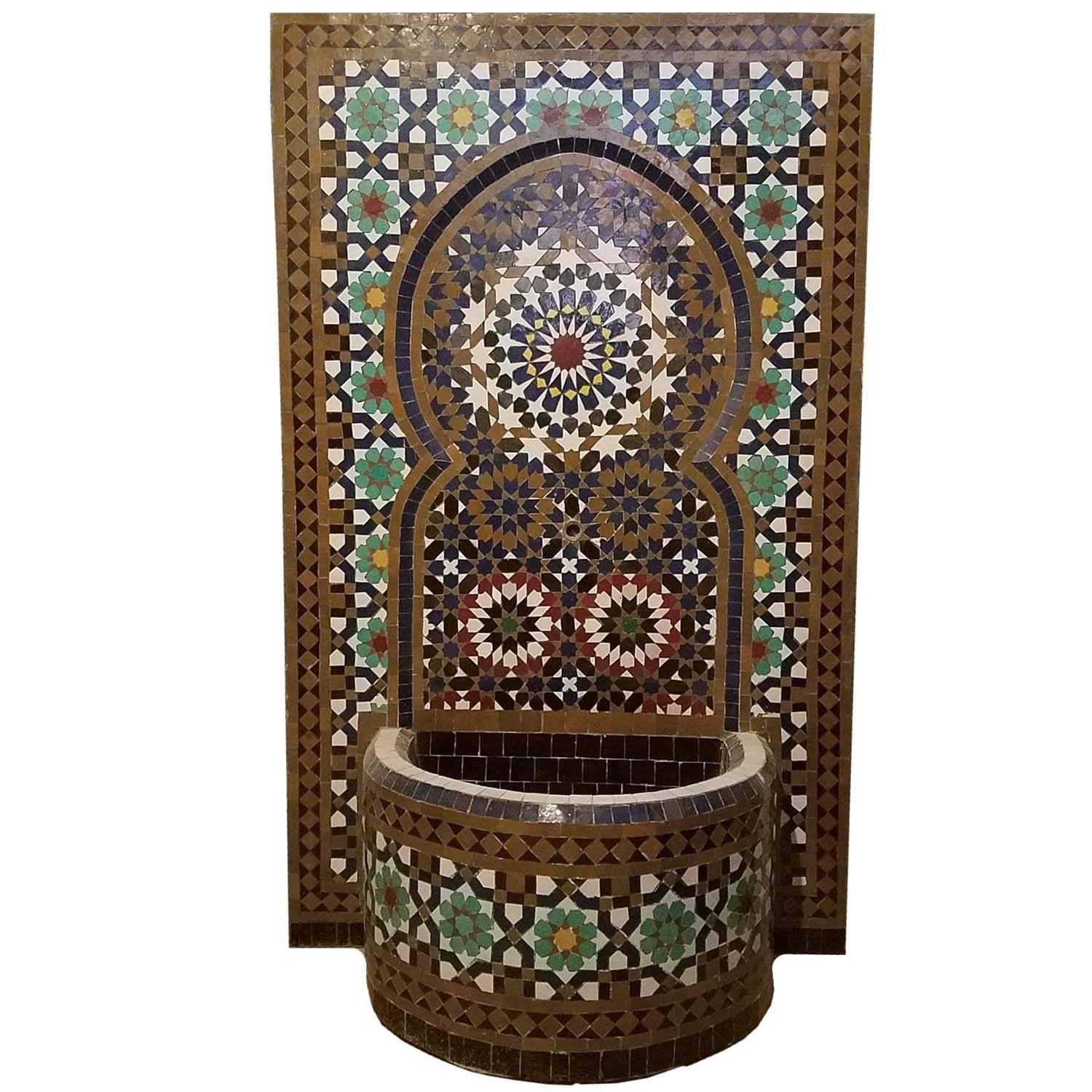 Moorish Tangiers Style Moroccan Fountain -Mosaic Tiles For Sale