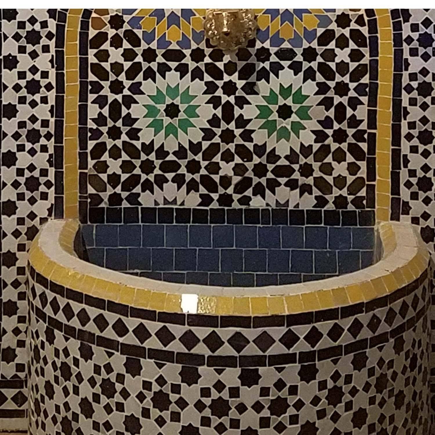 Contemporary Meknes Moroccan Mosaic Fountain, All Mosaics