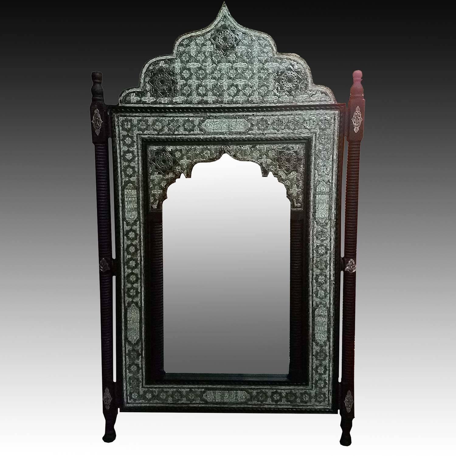 Moroccan Mirror, Framed with White Camel Bone For Sale