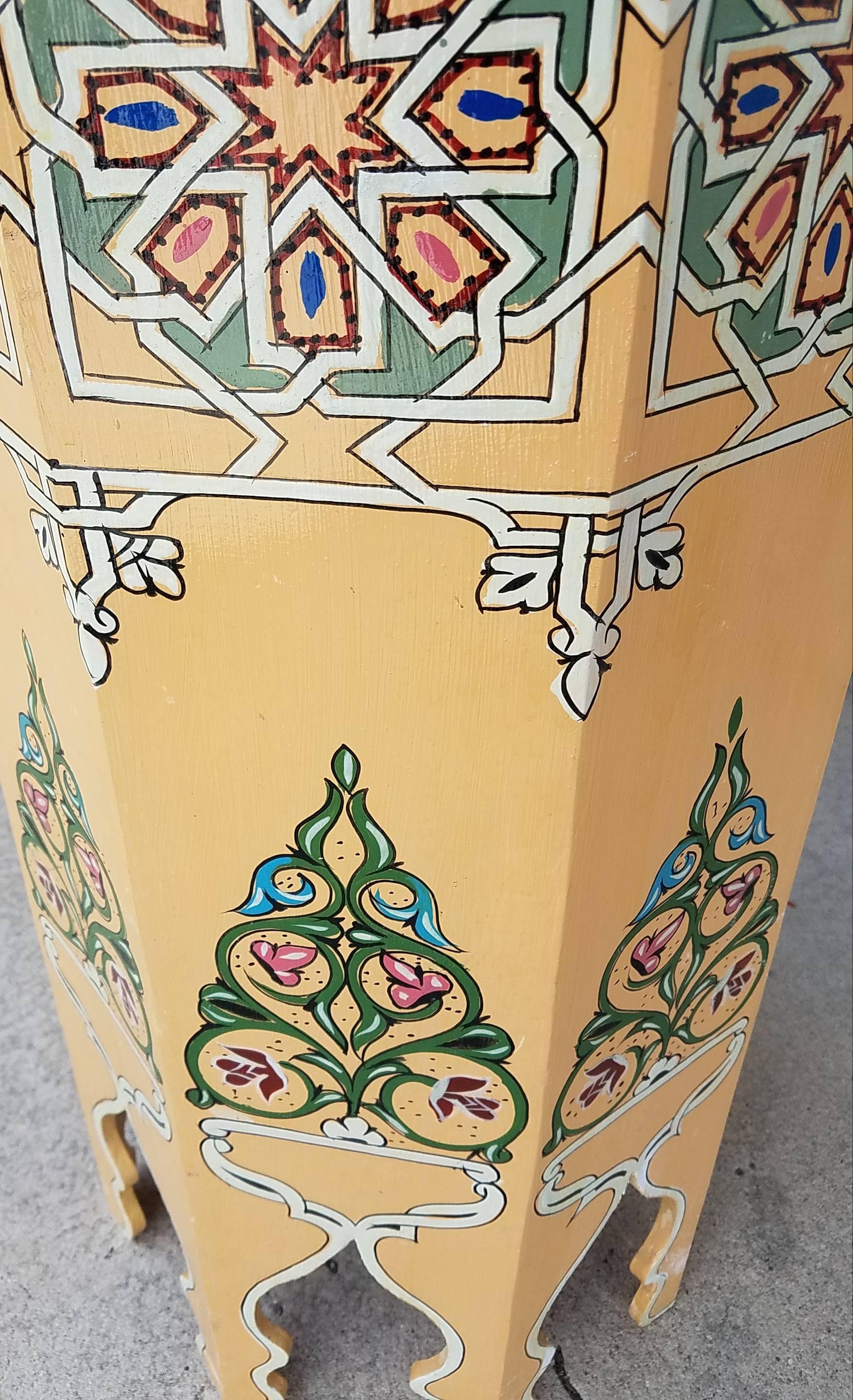 Moroccan Beige Octagonal Hand-Painted Table, Marrakech For Sale