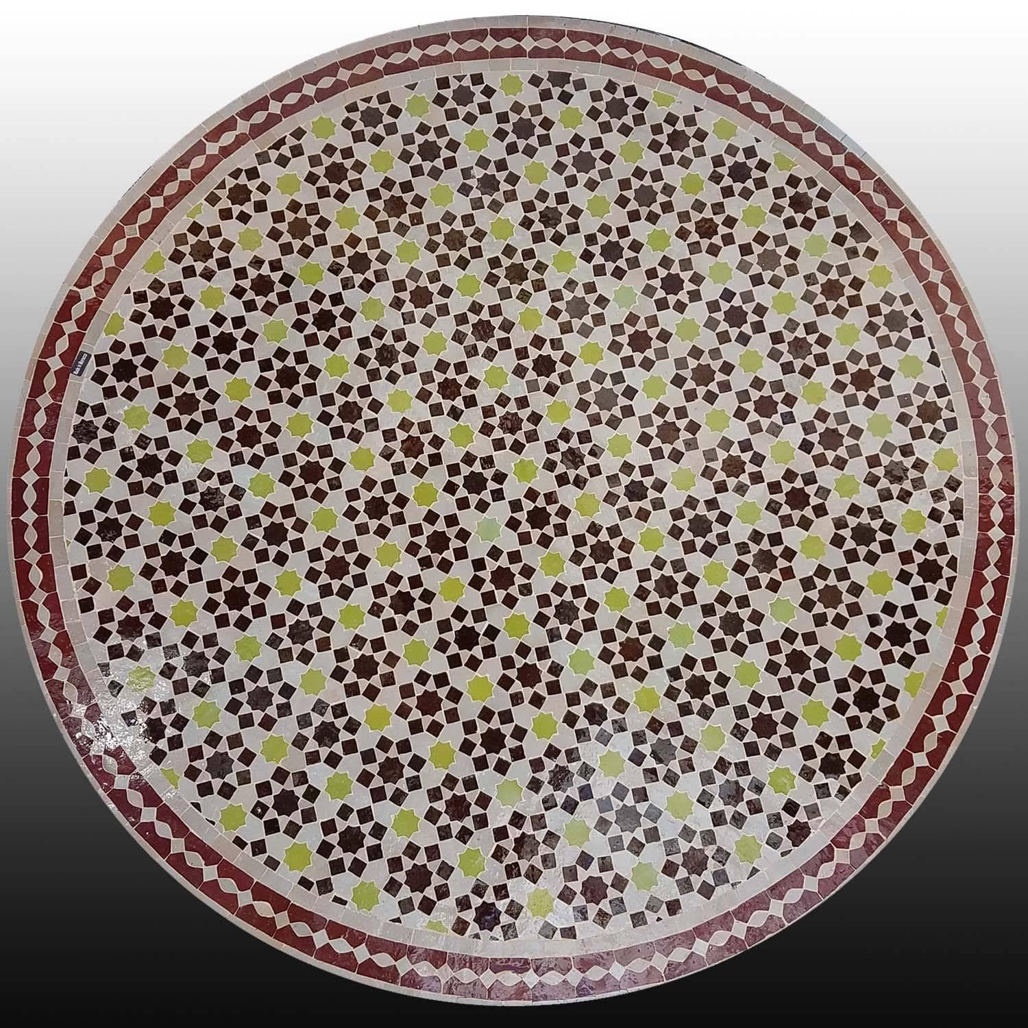 Contemporary Multicolor Mosaic Table, Wrought Iron Base Included
