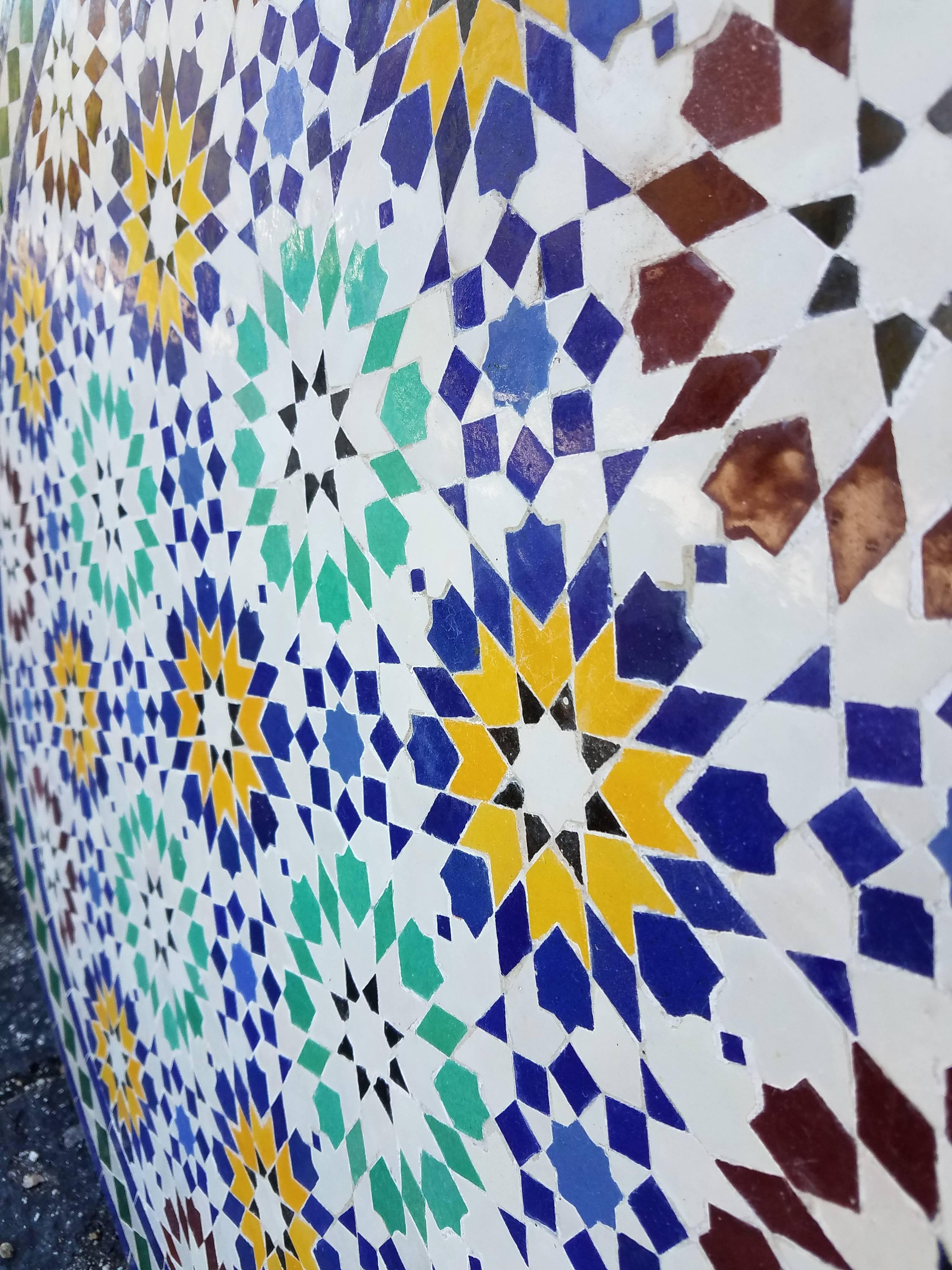 Moroccan Mosaic Table, Multi-Color Beldia In Excellent Condition For Sale In Orlando, FL