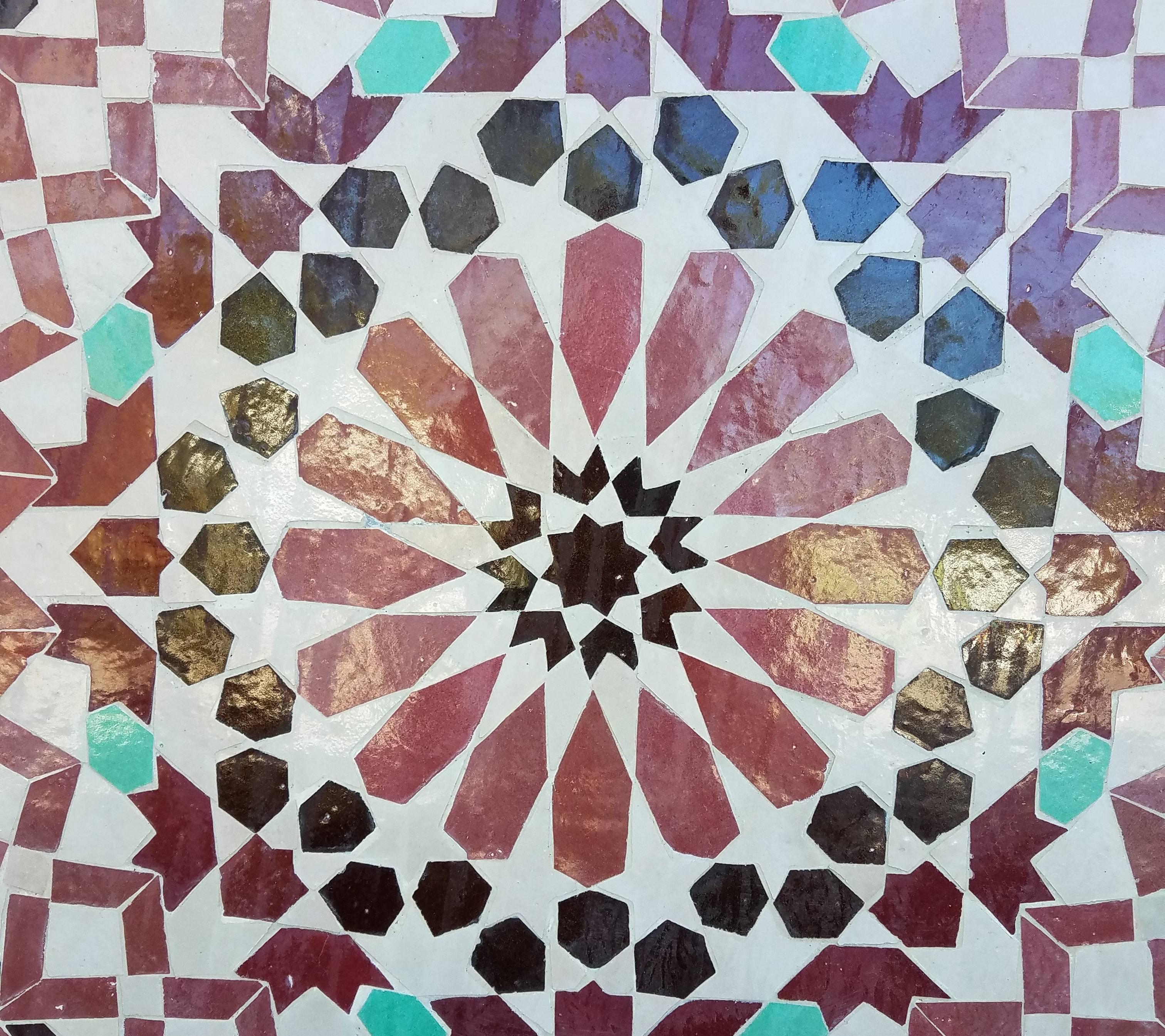 Contemporary Moroccan Mosaic Table, Multi-Color Settachia