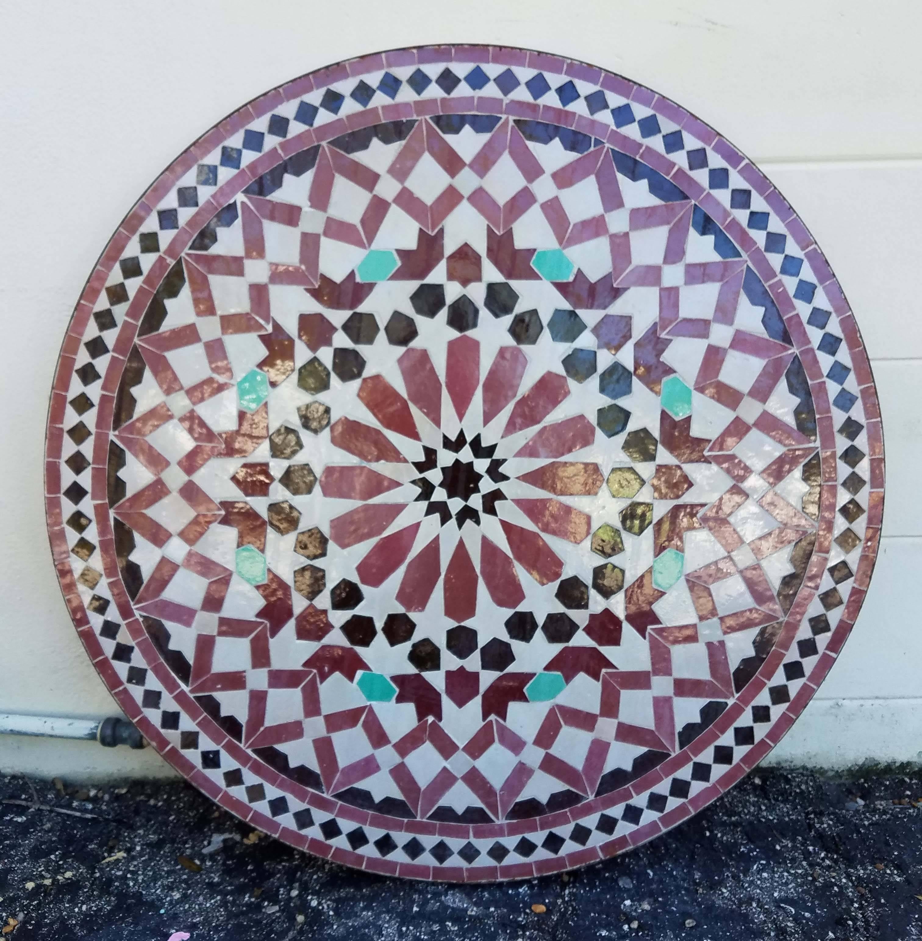 Moroccan Mosaic Table, Multi-Color Settachia 1