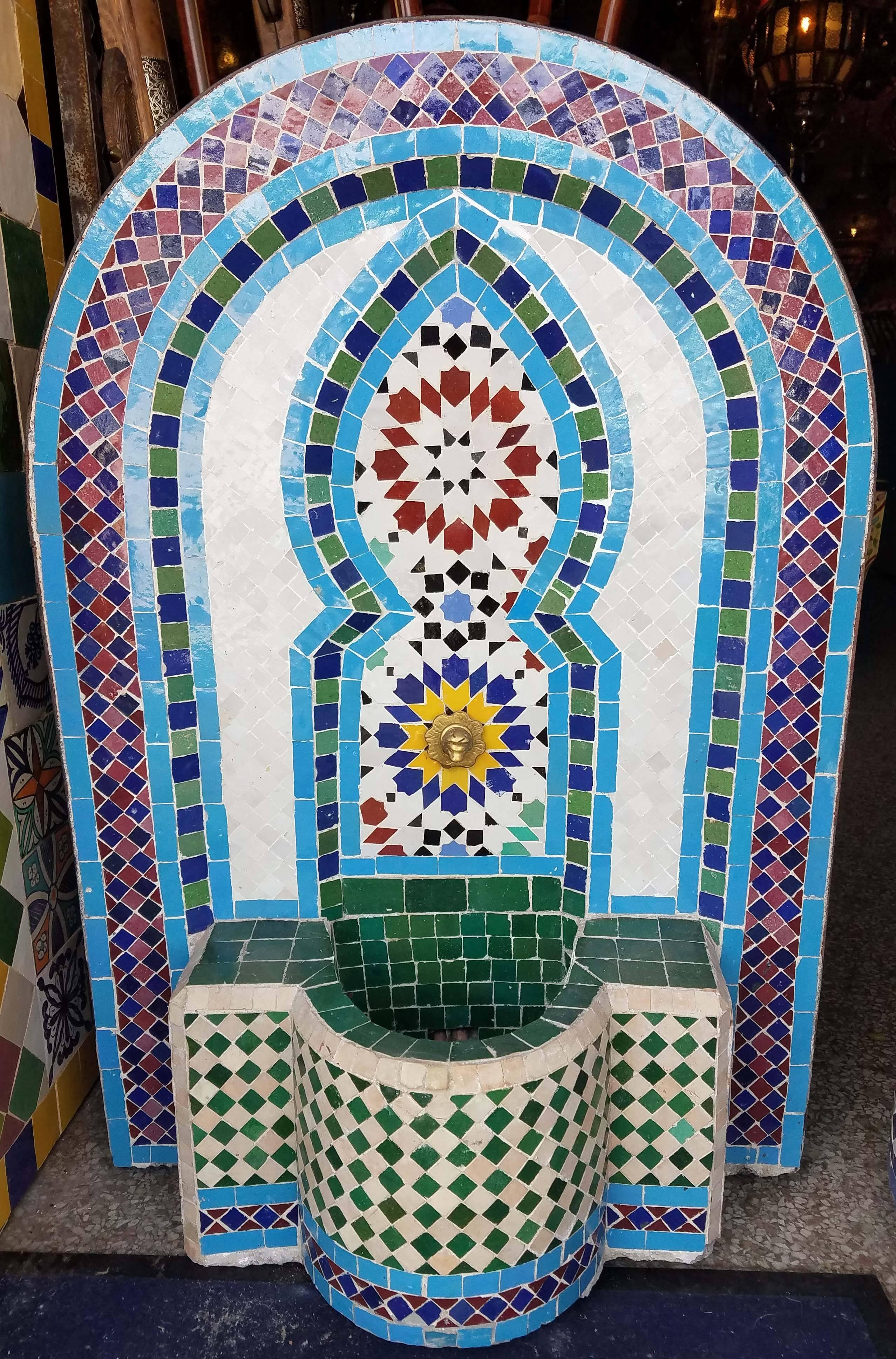 Arched Multi-Color Moroccan Mini Fountain All Glazed Mosaic 1