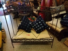 Medi Half Moon Wrought Iron Moroccan Bench, Cushion and Pillows Included