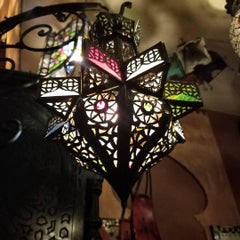 Moroccan Small Pierced Metal Lantern, Star Design