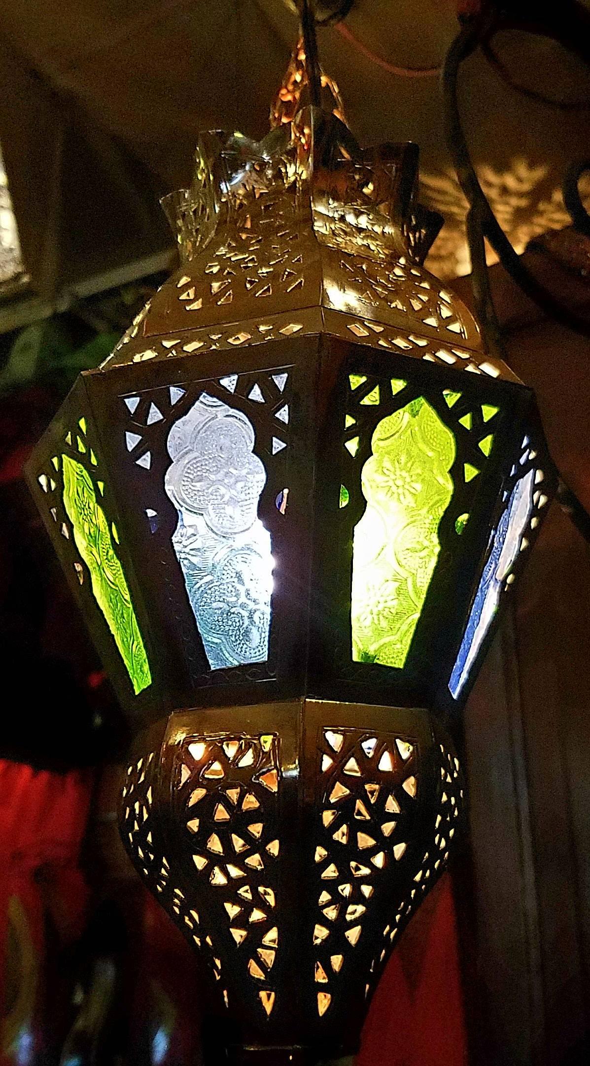 Contemporary Moroccan Brass Lantern, Fez Style For Sale