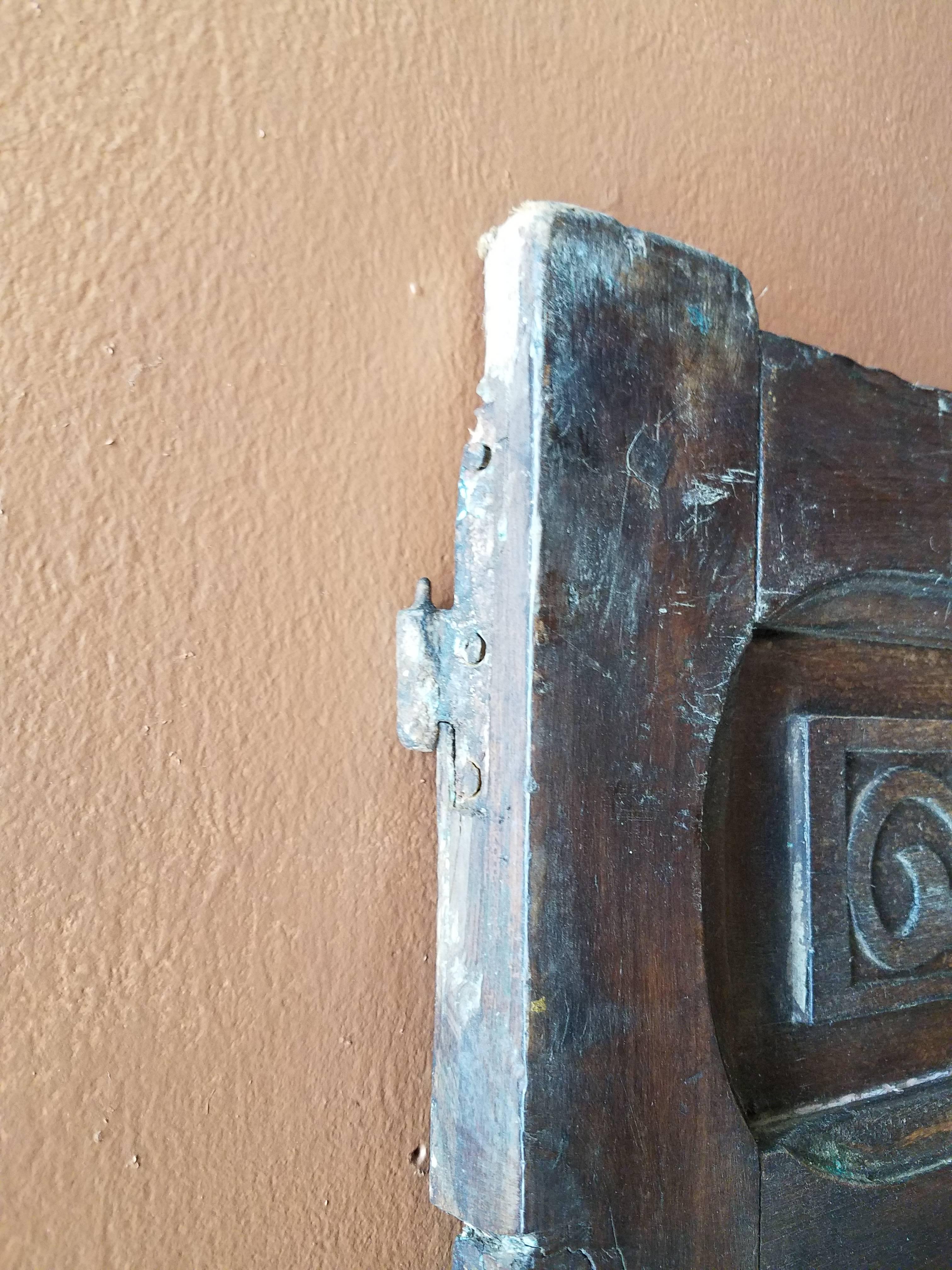Early 20th Century Old Early 1900s Moroccan Wooden Door, Mediterranean Scroll Motifs For Sale