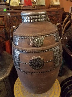 Moroccan Olive Jar Dir Design, Metal Inlay