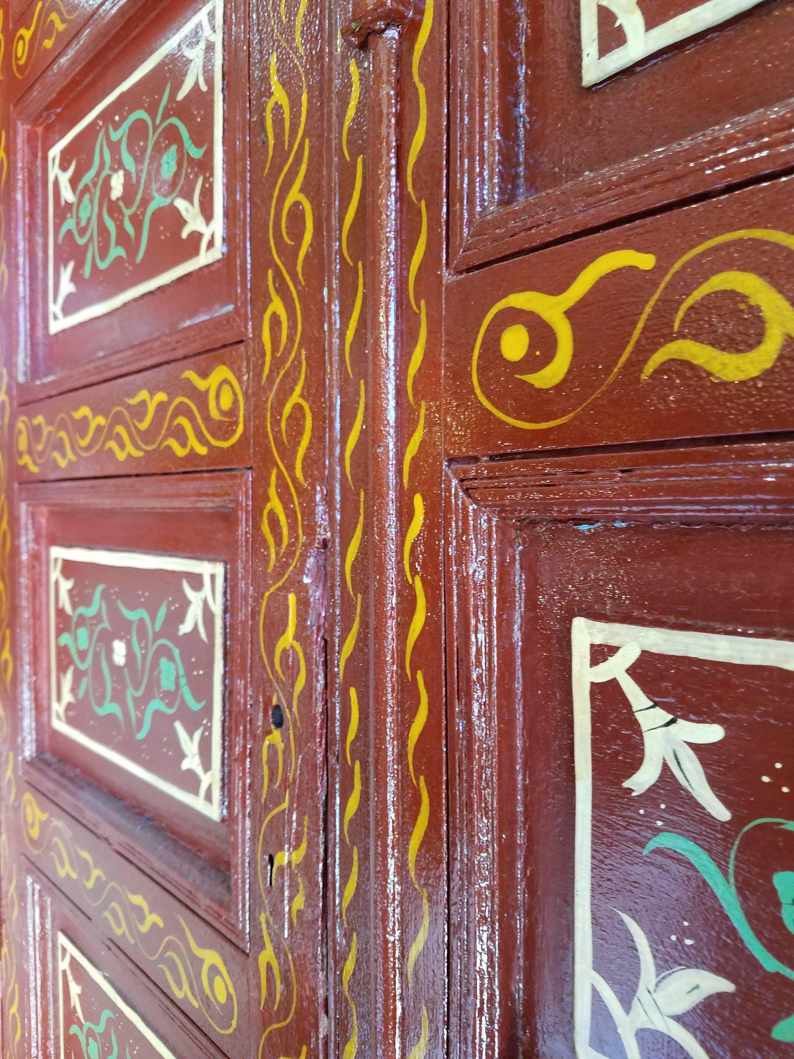 Wood Old Moroccan Decorative or Functional Door, Multi-Color For Sale