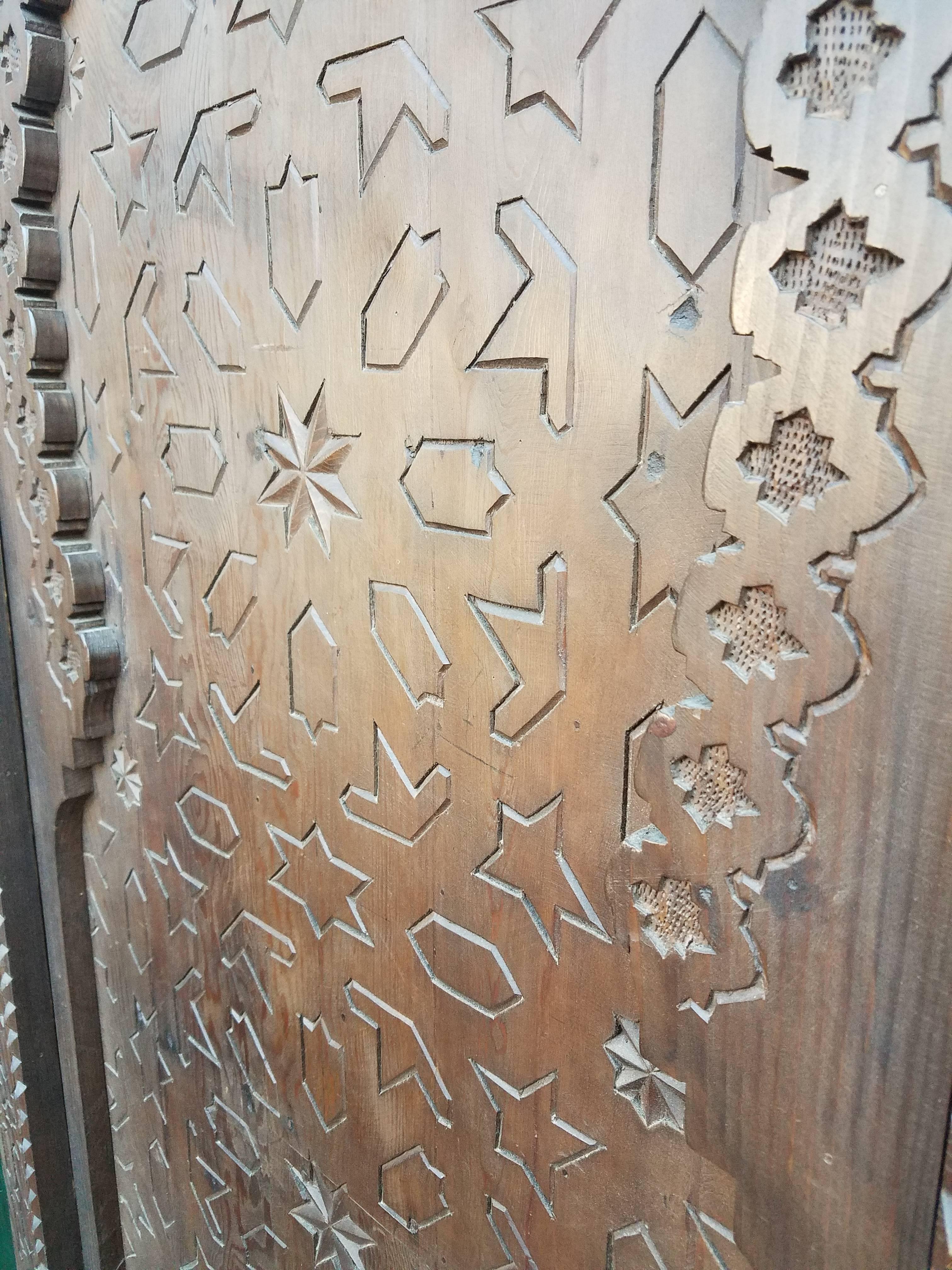 Contemporary Moroccan Carved Cedar Wood Door, Single Panel