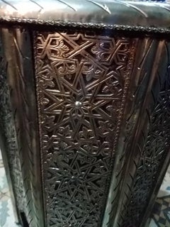 Moroccan Metal Inlaid Side Table, Regular Height