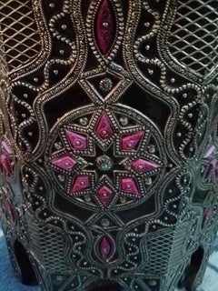 Marrakech Moroccan Camel Bone Side Table, Purple Dye Bone