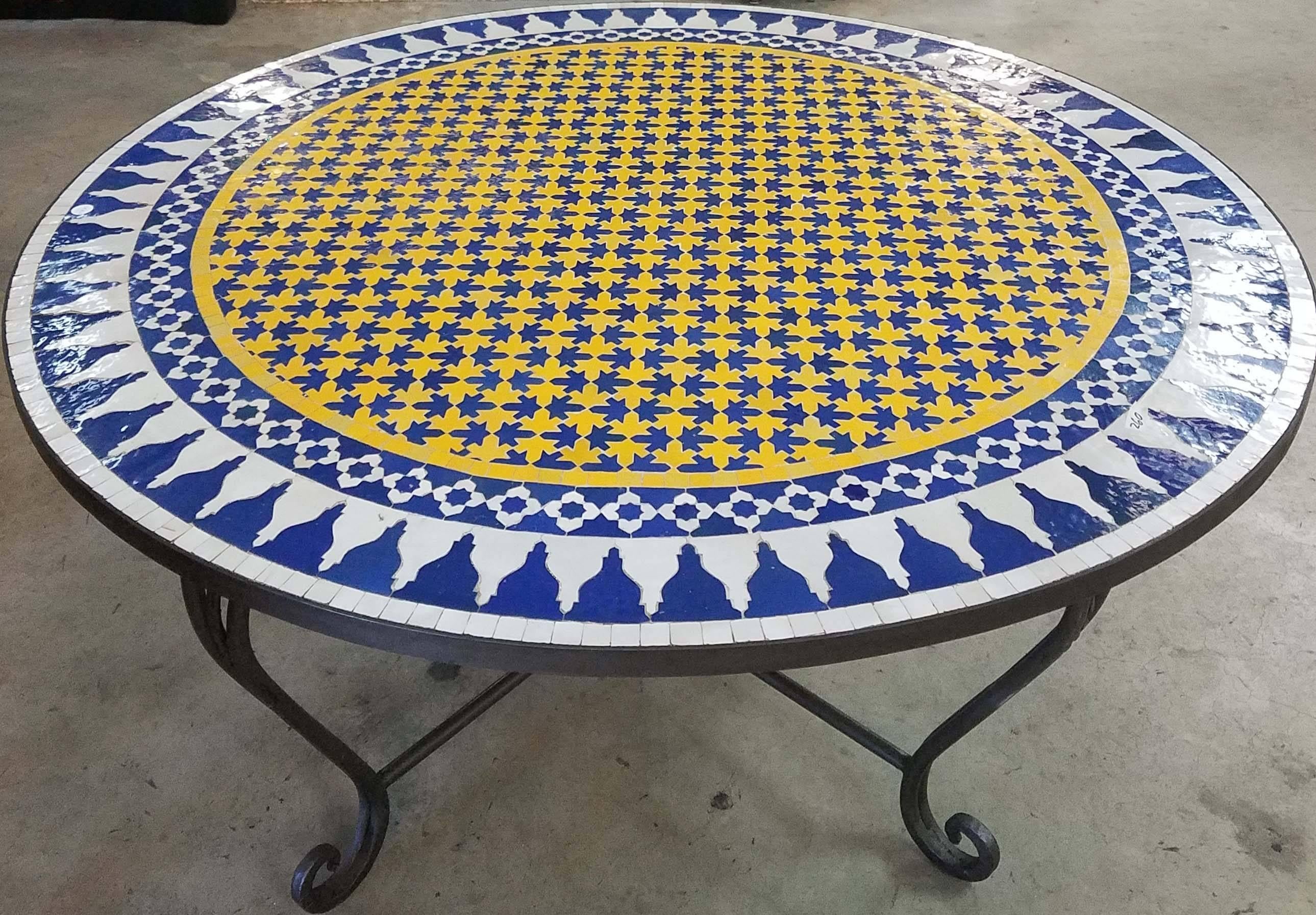 Moroccan Mosaic Table Multi-color Low / High Base Included For Sale 2