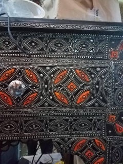 Moroccan Camel Bone and Metal Inlay Console Table Cedar Wood Frame