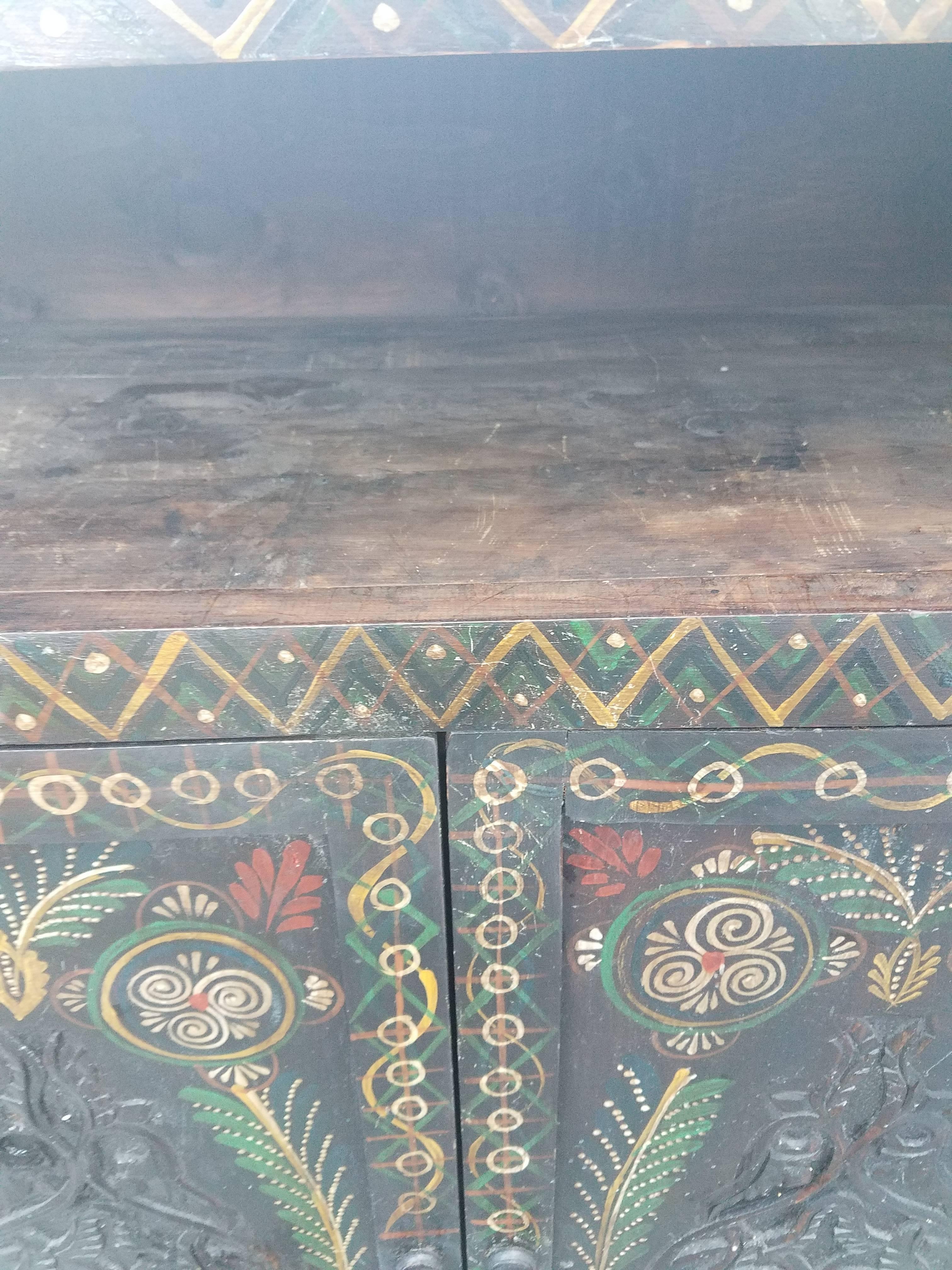 Moroccan Carved Cabinet, Plenty of Storage In Excellent Condition For Sale In Orlando, FL