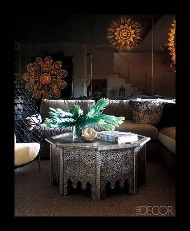 Moroccan Metal Inlaid Coffee Table, Glass Top Added For Sale 2