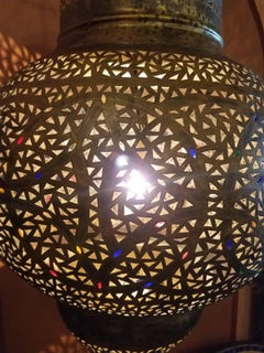 Moroccan Copper Wall or Ceiling Lamp or Lantern, Bombay Shape