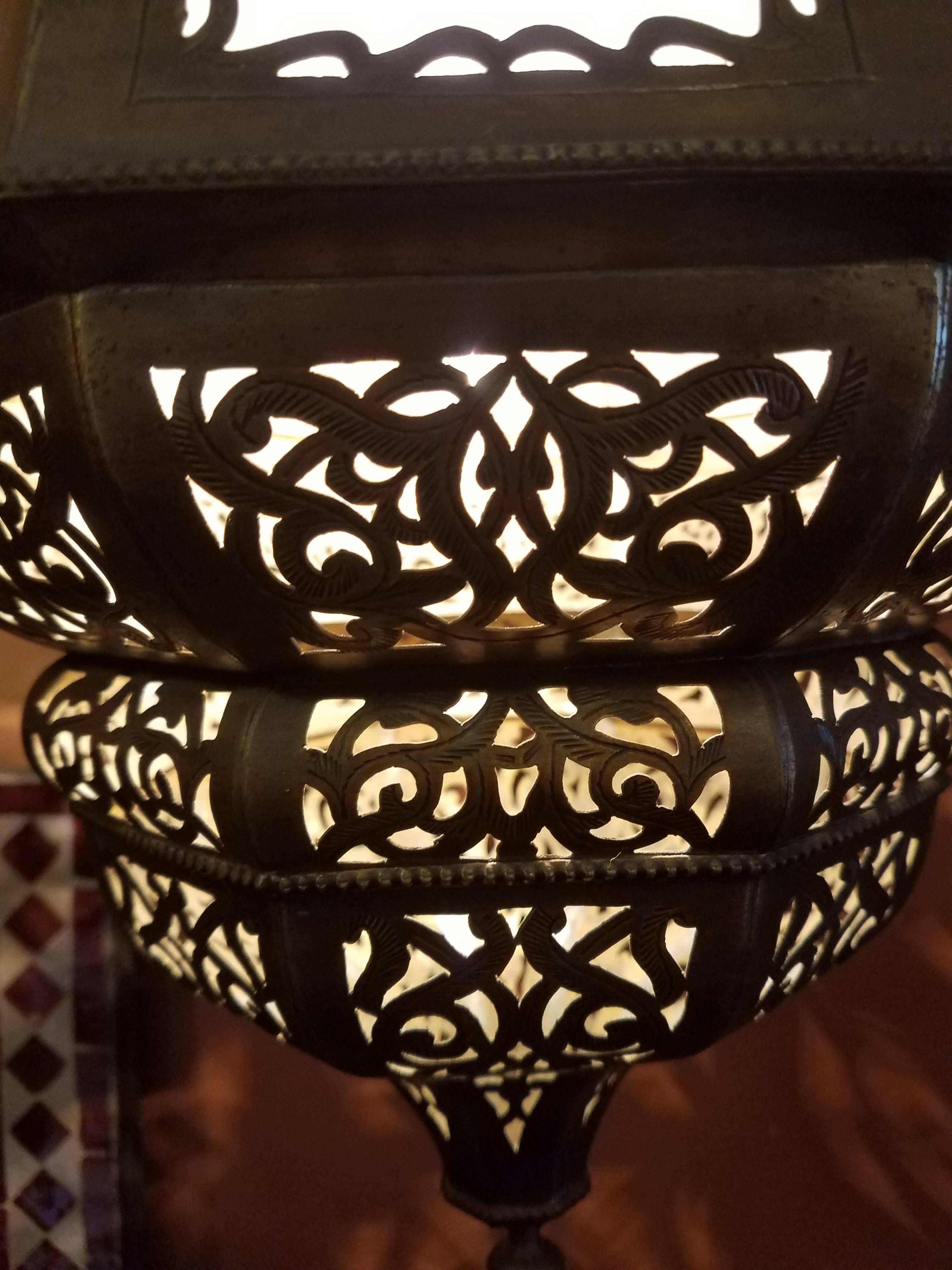 Contemporary Old Fez Moroccan Lantern, Copper For Sale