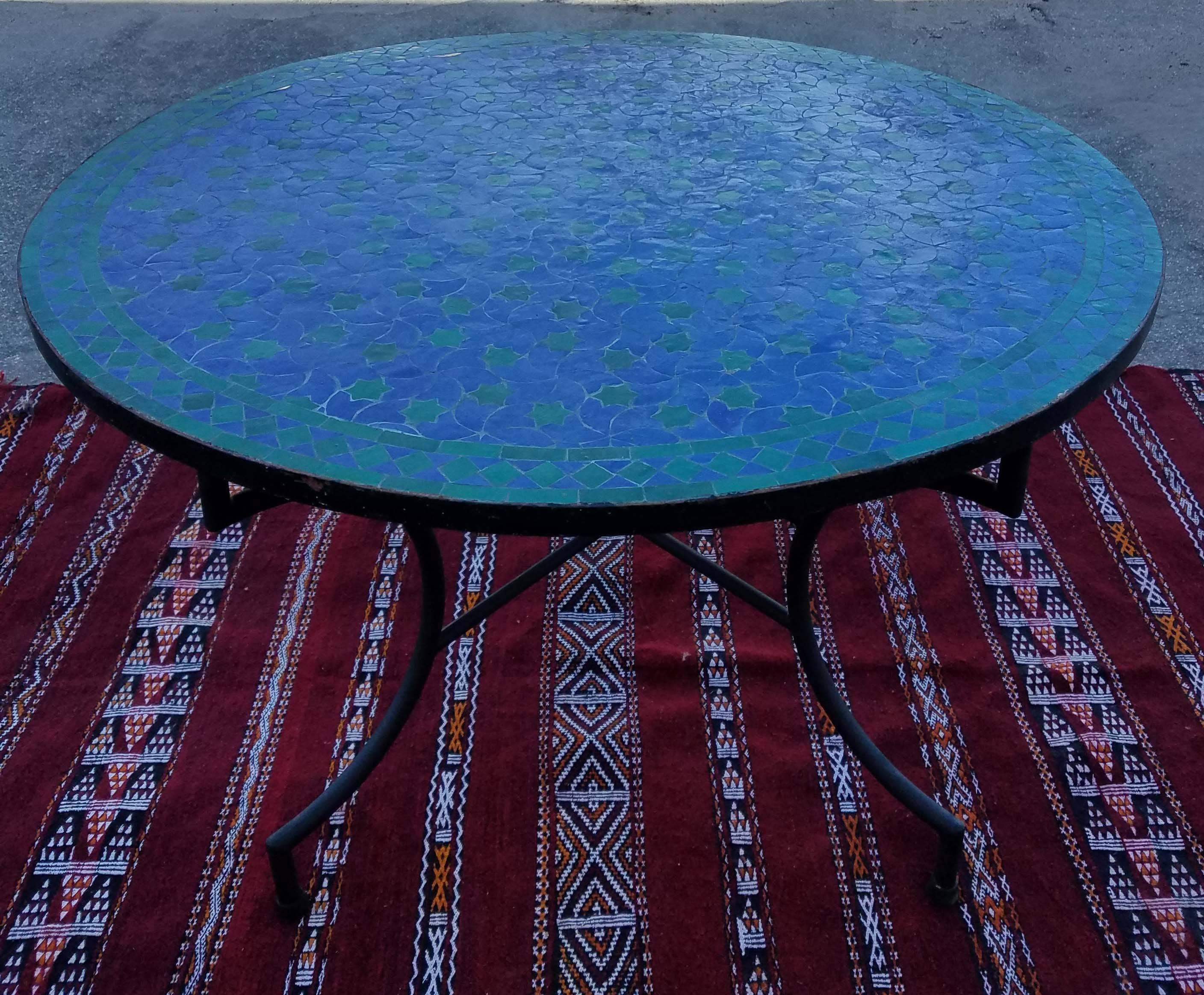 blue mosaic table
