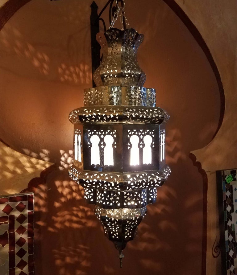 Old Fez Moroccan Lantern, Copper, Silver Look For Sale at 1stDibs