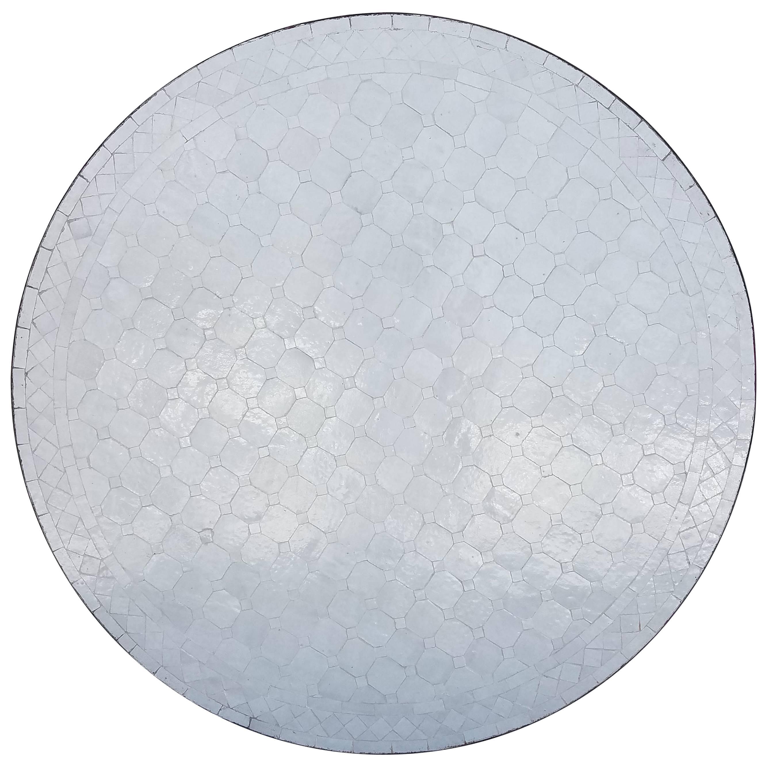 White on white CR4 pattern Moroccan mosaic table measuring 40