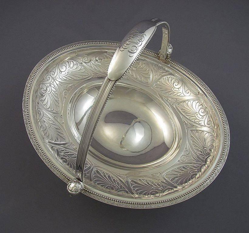 American 19th Century Tiffany Sterling Silver Cake Basket For Sale