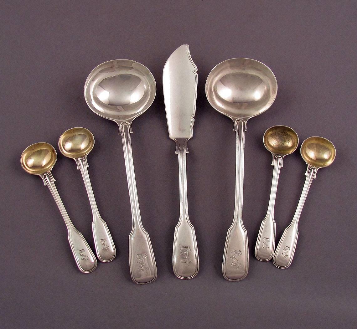 Victorian Silver Fiddle Thread Pattern Flatware Service for 12 at 1stDibs